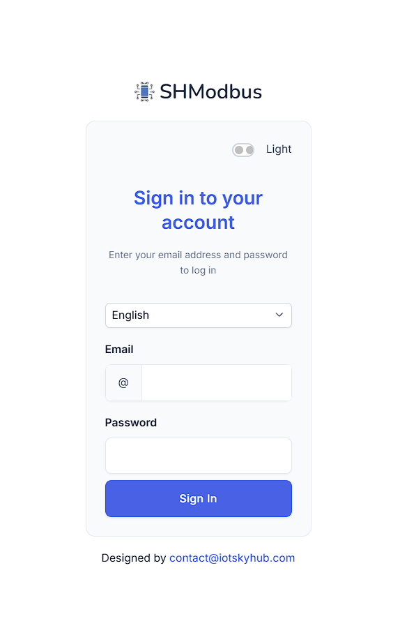 SHModbus Login Interface