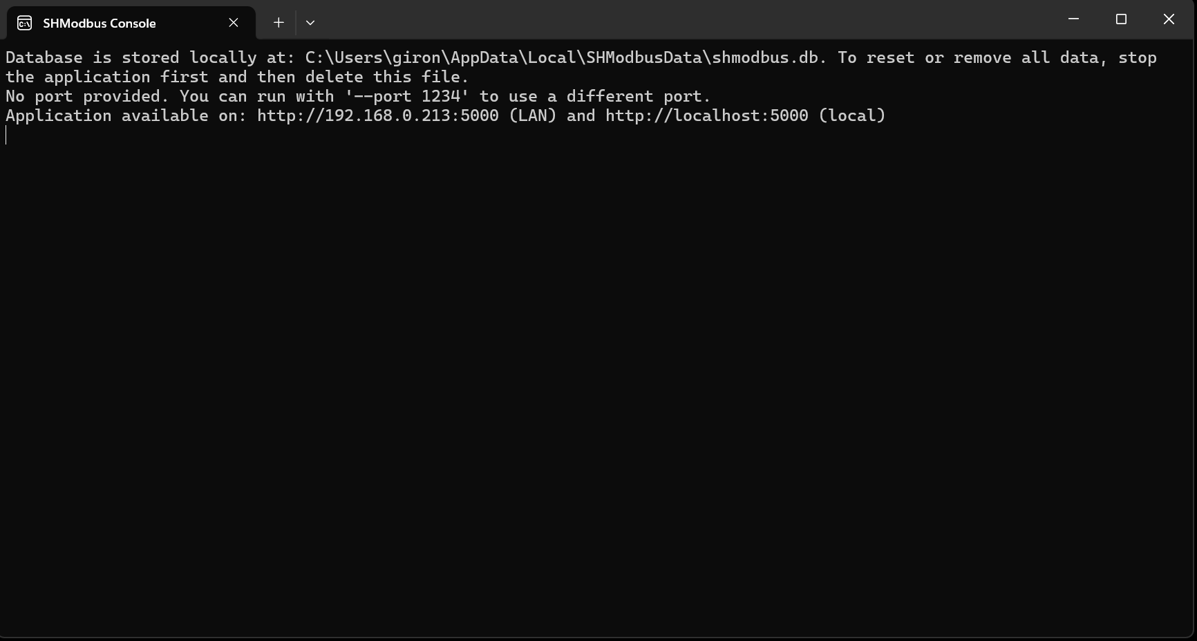 SHModbus Console Interface